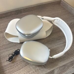 Silver and White Over-Ear Headphones